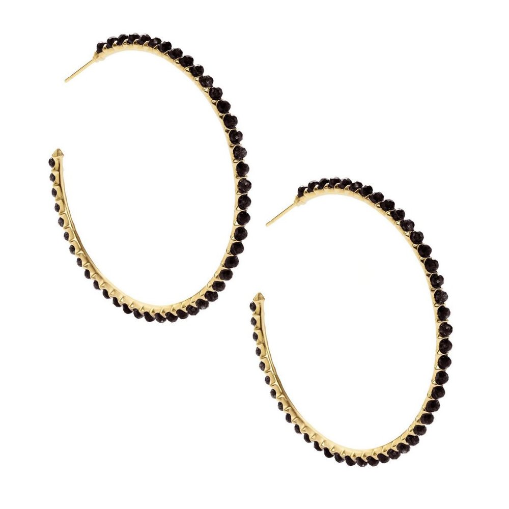 Kendra Scott Birdie Hoop Earrings in Black Opaque